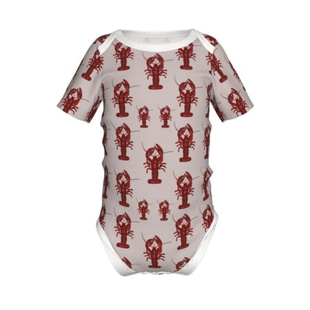 

Adobk Red Lobster With Claws Print Baby Climbing Clothes Jumpsuit Rompers Classic Rompers Child Short sleeve Bodysuits-3 Months