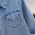 thumbnail image 6 of Zpanxa Girls Jean Jacket Kids Lapel Short Sleeve Washed Denim Shirt Jacket Toddler Girls Casual Layering Jean Top, 6 of 6