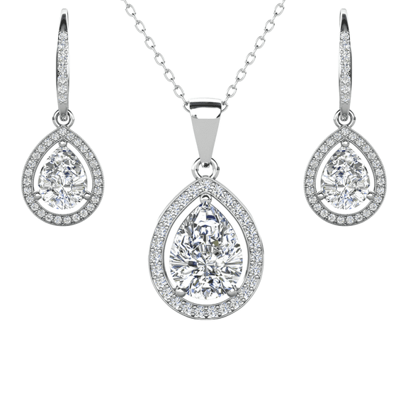 Cate & Chloe Isabel 18k White Gold Plated Drop Jewelry Set with Simulated Diamonds Gift for Women
