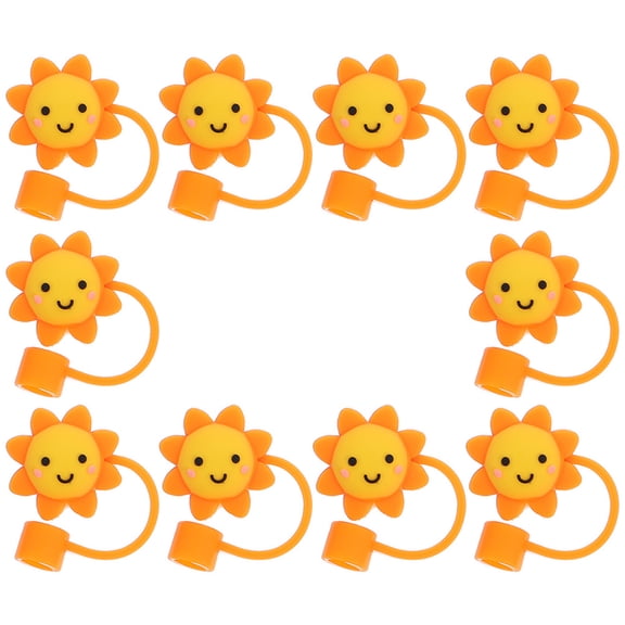 SEWCHICS Sun-Shaped Silicone Straw Topper Covers, Compact Design, Reusable Drink Accessories
