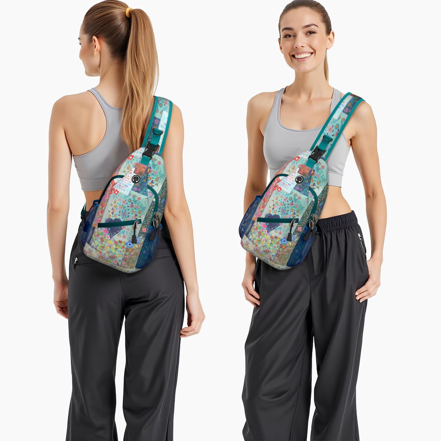 Vintage Fashion Crossbody Sling Bag Geometric Print Shoulder Backpack for Hiking Travel-Ready & Organized