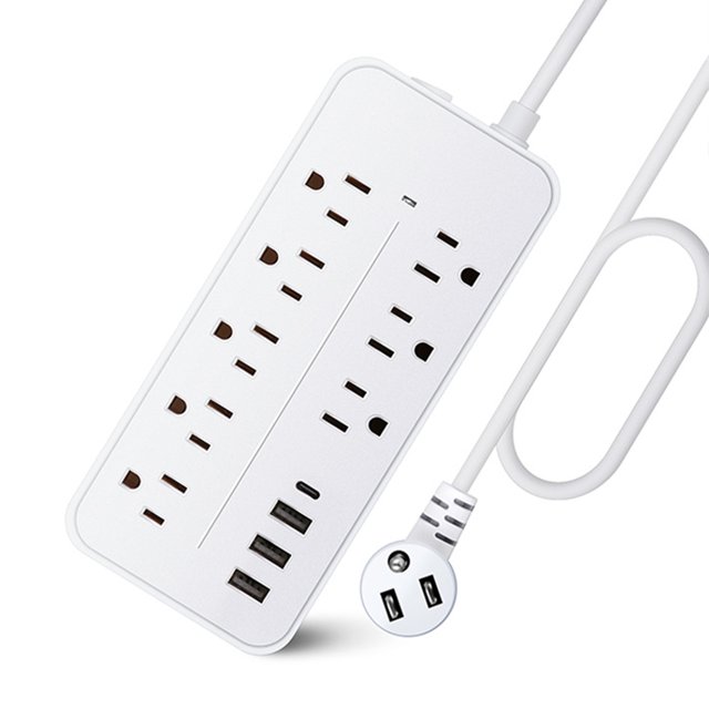 Alimentación plana del enchufe del cable de extensión de la tira de alimentación del protector de sobretensiones 12 en 1