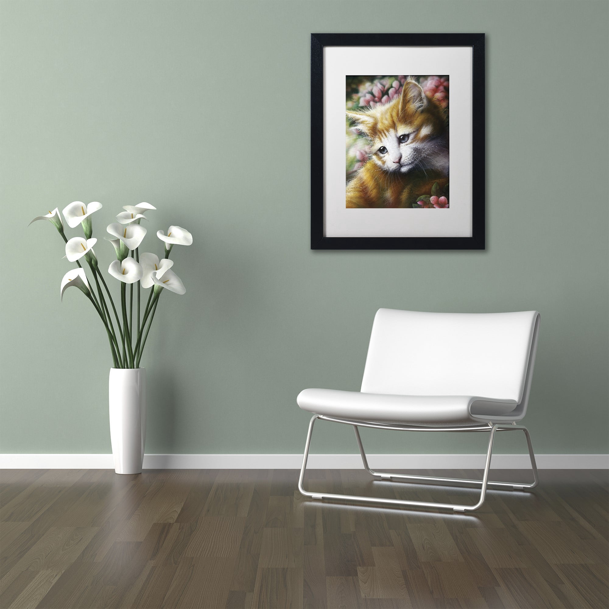 Trademark Fine Art 'Buttercup' Canvas Art by Jenny Newland, White Matte, Black Frame