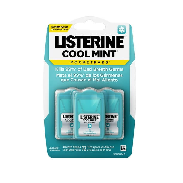 Listerine Cool Mint Pocketpaks Fresh Breath Strips, 24 ...