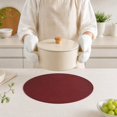 thumbnail image 3 of Unique Bargains 2 Pcs Bow Oval Faux Leather Placemat Wine Red, 3 of 5