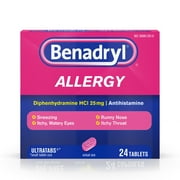 (2 pack) (2 pack) Benadryl Ultratabs Antihistamine Allergy Medicine Tablets, 24 ct