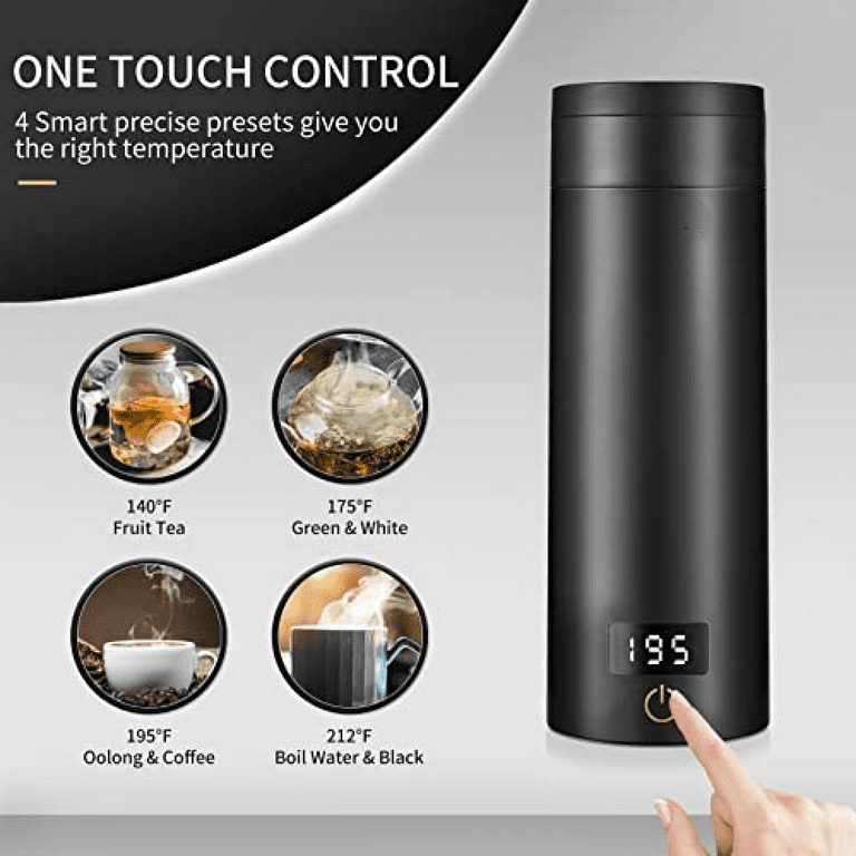 Portable Electric Kettle-0.5L Small Stainless Steel Travel Kettle-Quiet  Fast Boil & Cool Touch-Perfect for Traveling Boiling Water, Coffee, Tea  (White) 