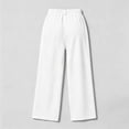 thumbnail image 6 of BRELIL Women Plus Size Wide Leg High Waisted Trousers with Pockets Solid Casual Loose Long Pants Streetwear Lounge Palazzo Outfits Fall Winter, White 3XL, 6 of 6
