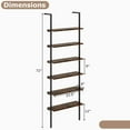 thumbnail image 3 of Costway 6-tier Ladder Shelf 72 Inches Industrial Wall Mounted Bookshelf Brown, 3 of 9