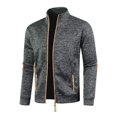 thumbnail image 4 of Men's Lightweight Fleece Full Zip Jacket Stand Collar Soft Warm Windproof Casual Coat with Zipper Pockets, 4 of 4