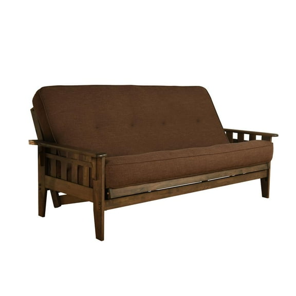 Kodiak Furniture Tucson Frame with Linen Fabric Mattress in Cocoa Brown/Walnut