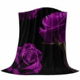 thumbnail image 6 of Purple Rose Blanket Soft Cozy Warm Throw Blanket for Couch, Plush Fuzzy Flannel Fleece Blankets for Sofa, Vintage Abstract Garden Flower Floral Black Bed Blankets Lightweight Gifts for Women, 40"x50", 6 of 9