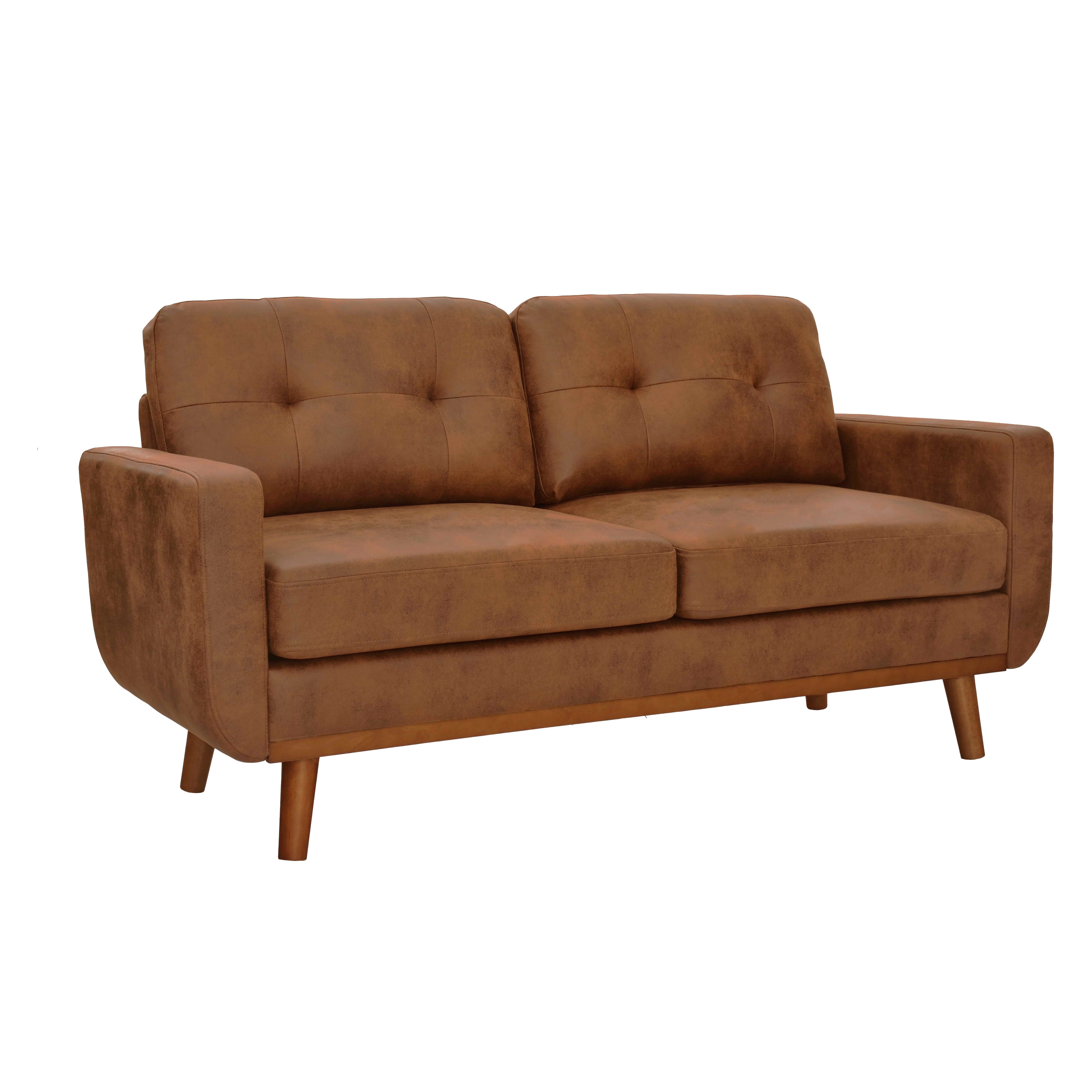 MAYEERTY 65" Modern Minimalist Two‑Seater Loveseat Sofa, Breathable Foil Fabric Upholstered Couch with Solid Wood Legs, Diamond Quilted Backrest for Living Room