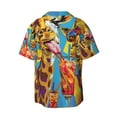 thumbnail image 5 of KLL Colorful Giraffes with Drinks Print Men's Shirt Short Sleeve Button Down Summer Cuba Beach Shirts- 3X-Large, 5 of 5