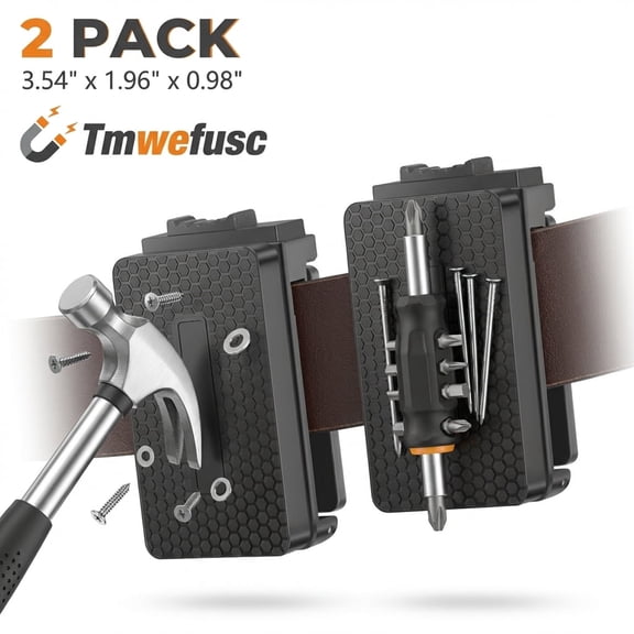 Tmwefusc 2Pcs Magnetic Belt Clip Strong Tool Belt Holster Anti Slip Magnetic Tool Holder for Organizing Screwdrivers Hammers