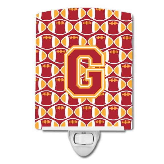 Letter G Football Cardinal and Gold Ceramic Night Light
