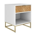 thumbnail image 6 of Nathan James Kensi White Nightstand Gold Metal Base with Open Cubby for Storage and Drawer, 6 of 7