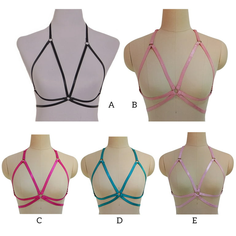 Thinsont Harness Bra Simple Design Resilience Women's Clothing Hollow Out  Mysterious Brassiere Bandage Erogenous Multicolored Lingerie Black NO1