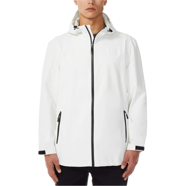32 Degrees Mens Hooded Raincoat, White, Medium