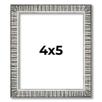 4x5 Frame Silver Grey Distressed Solid Wood Picture Frame | 0.75 Inch Moulding Width | Interior