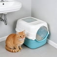 thumbnail image 4 of RKSTN Fully Enclosed Cat Litter Box Cat Toilet, Deodorant And Splash-Proof Cat Poop Basin Sky Blue, 4 of 5