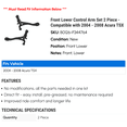 thumbnail image 2 of Front Lower Control Arm Set 2 Piece - Compatible with 2004 - 2008 Acura TSX 2005 2006 2007, 2 of 2
