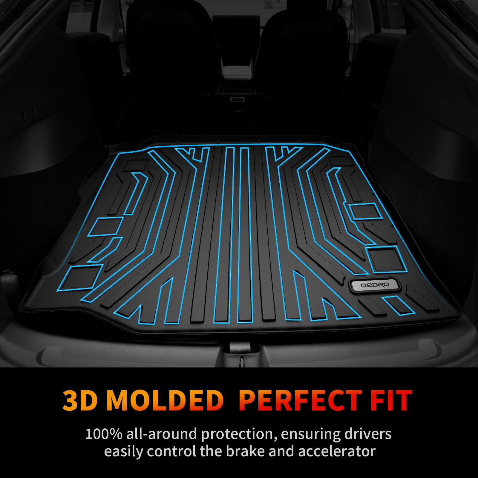 RVNI Floor Mats for Jeep Wrangler JL 2018-2023 Rear Trunk Floor Mat 3D Molded
