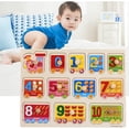 thumbnail image 1 of Kids Wooden Peg Puzzles Set With Alphabet Numbers Fruits Animals And Vehicles, 1 of 9