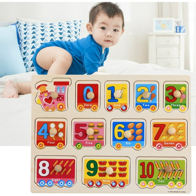 Kids Wooden Peg Puzzles Set With Alphabet Numbers Fruits Animals And Vehicles