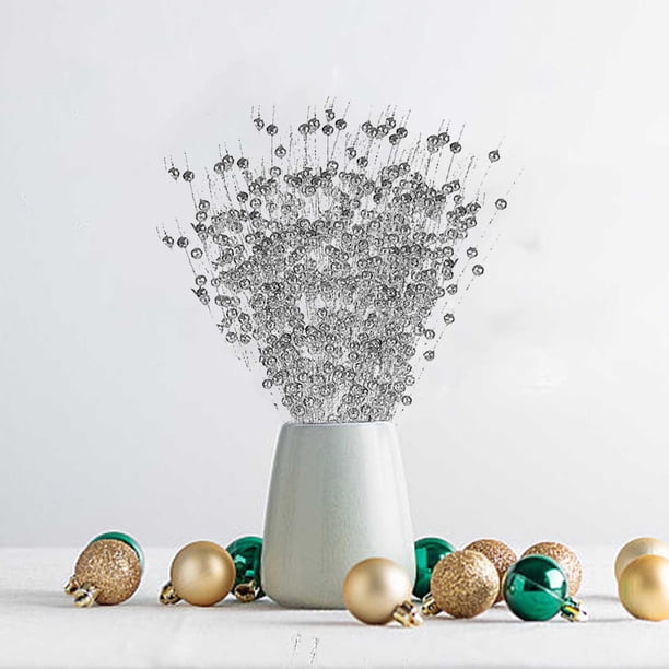 Adornos navideños, adornos navideños, regalos navideños, adornos navideños, 10 piezas por juego, 42 cm, 12 esquejes de árbol de Navidad bifurcados, accesorios para ramos navideños, esquejes de árboles
