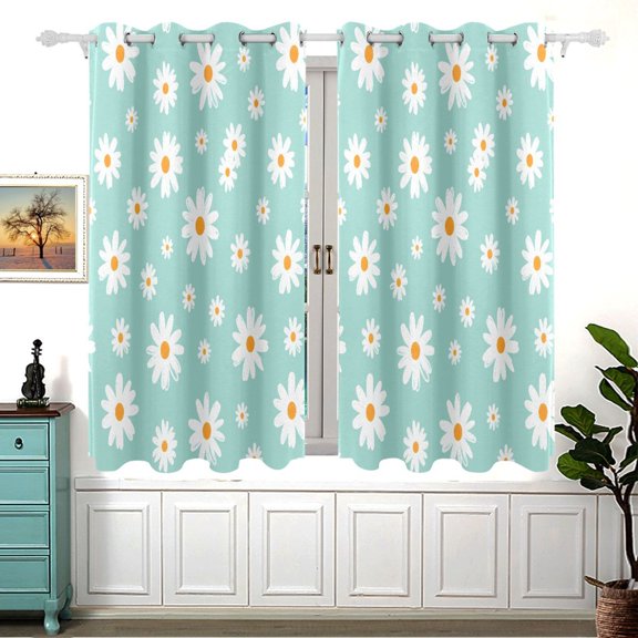 Chic Daisies Window Curtains Drapes with Grommets Light Filtering 2 Panels 54" x 55"