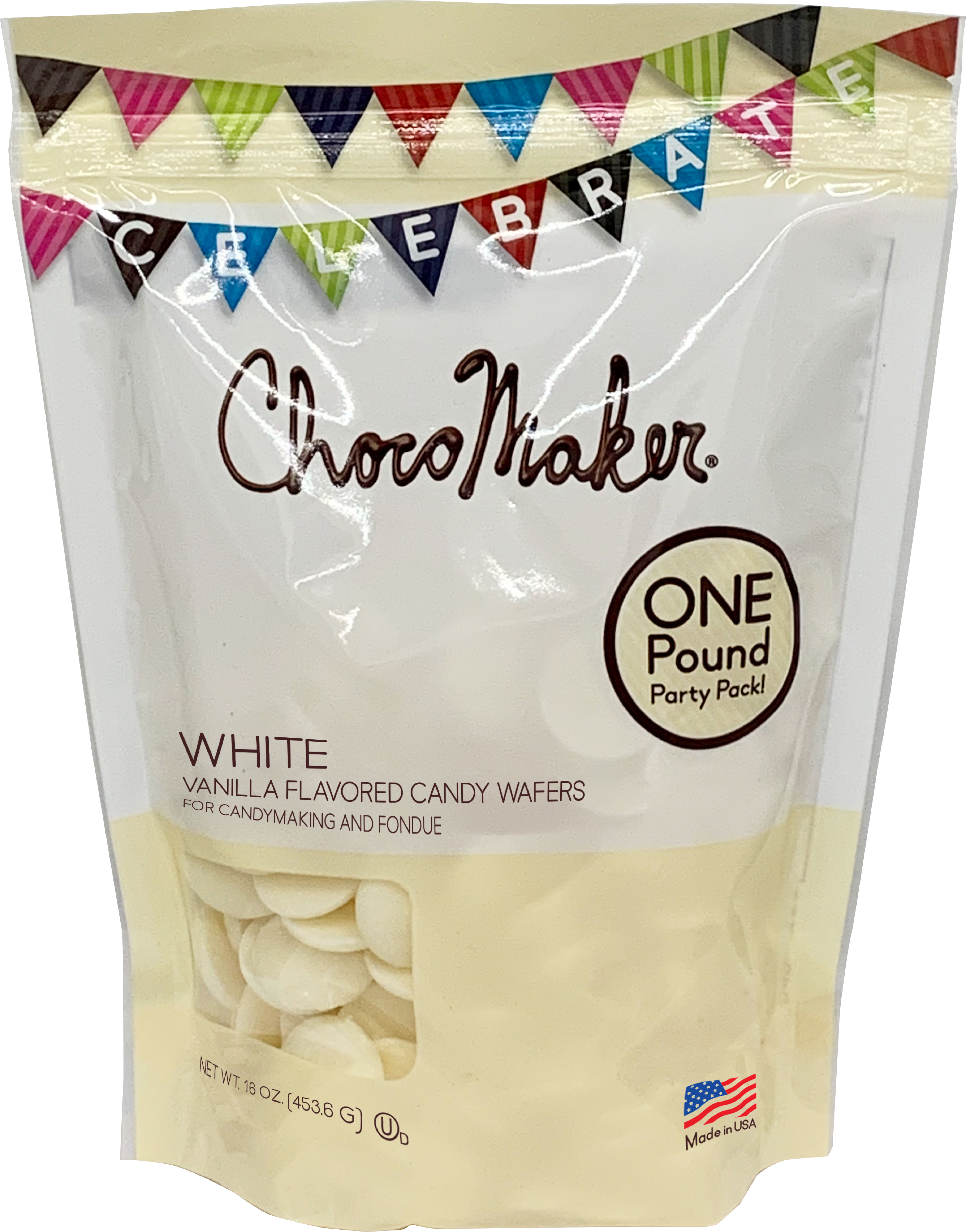 ChocoMaker Vanilla Flavored Candy Wafers - 16oz Standup Pouch - 6 per case