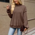 thumbnail image 2 of VEKDONE Women's Mock Neck Sweatshirt Oversized Long Sleeve Loose Fit Pullover Top Solid Color Lightweight Comfy Lounge Sweatshirts Coffee S, 2 of 8