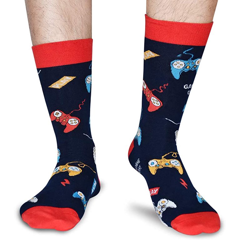 Novelty Video Game Controller Crew Socks for Men | Funny Gamer Gift |  Gamepad Design