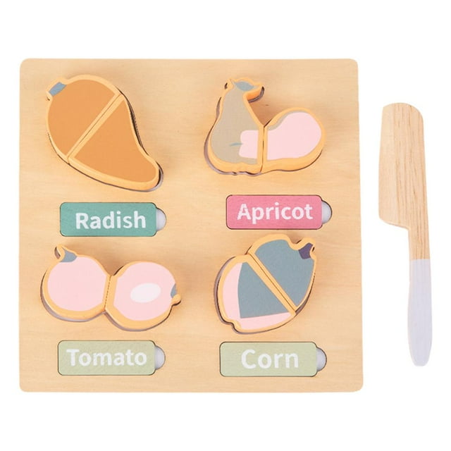 Rompecabezas de madera para niños pequeños, juguetes de frutas y verduras para educación temprana, aprendizaje, iluminación, desarrollo colorido, tablero a juego. I