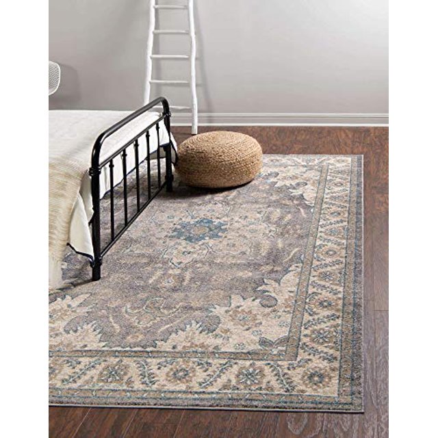 Unique Loom Salzburg Collection Classic Traditional Design Oriental Inspired Border Area Rug, 10 ft x 13 ft, Gray/Beige