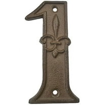 Lulu Decor, Cast Iron House Number 1 Antique Brown Finish with Fleur De Lis (# 1)