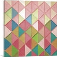 thumbnail image 1 of ARTCANVAS Pink Green Teal Yellow Triangles Modern Canvas Art Print - Size: 36" x 36" (1.50" Deep), 1 of 9