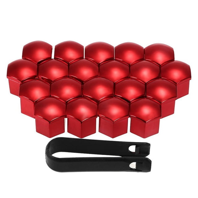 20 Pieces Universal Car Wheel Covers Removal Tool Assorted Nut Covers Vehicle Tire Lug Caps Replacement Automotive Upgrade Modified Accessories Red 21mm
