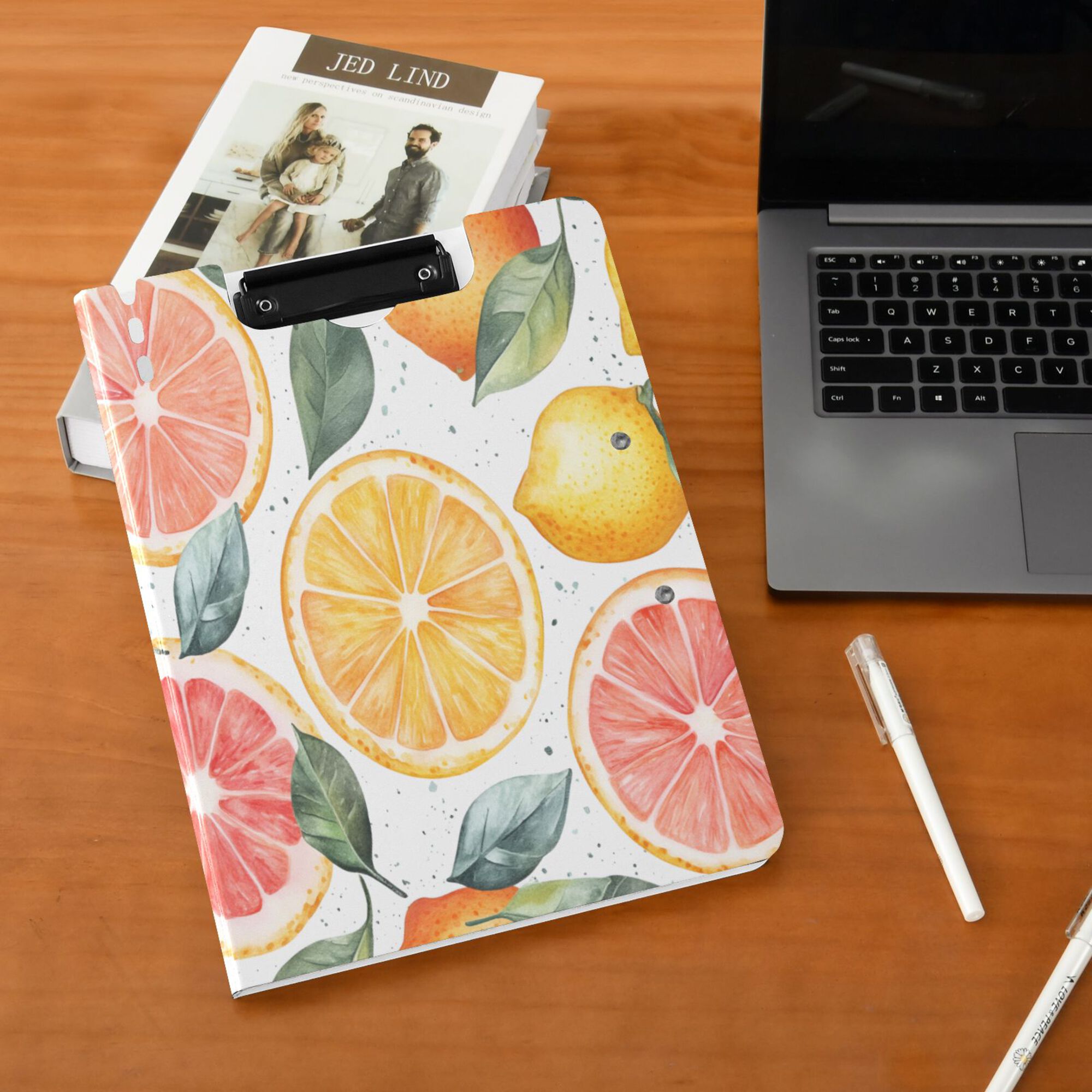 FORMRS A4 Clipboard Folder with Pen Holder Horizontal Foldable School Office Binder, Candy Lemon Slices