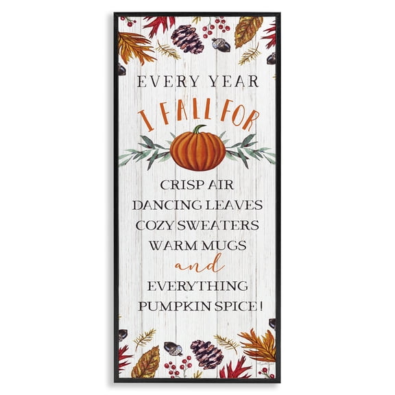 Stupell Industries Cottage Every Year Favorite Fall Things Black Framed Giclee Art, 10 x 24, by Elizabeth Tyndall