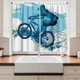 thumbnail image 2 of Ambesonne Sports Kitchen Curtains, Bicyclist Color Splashes, 55"x45", Blue Aqua Pale Green, 2 of 3