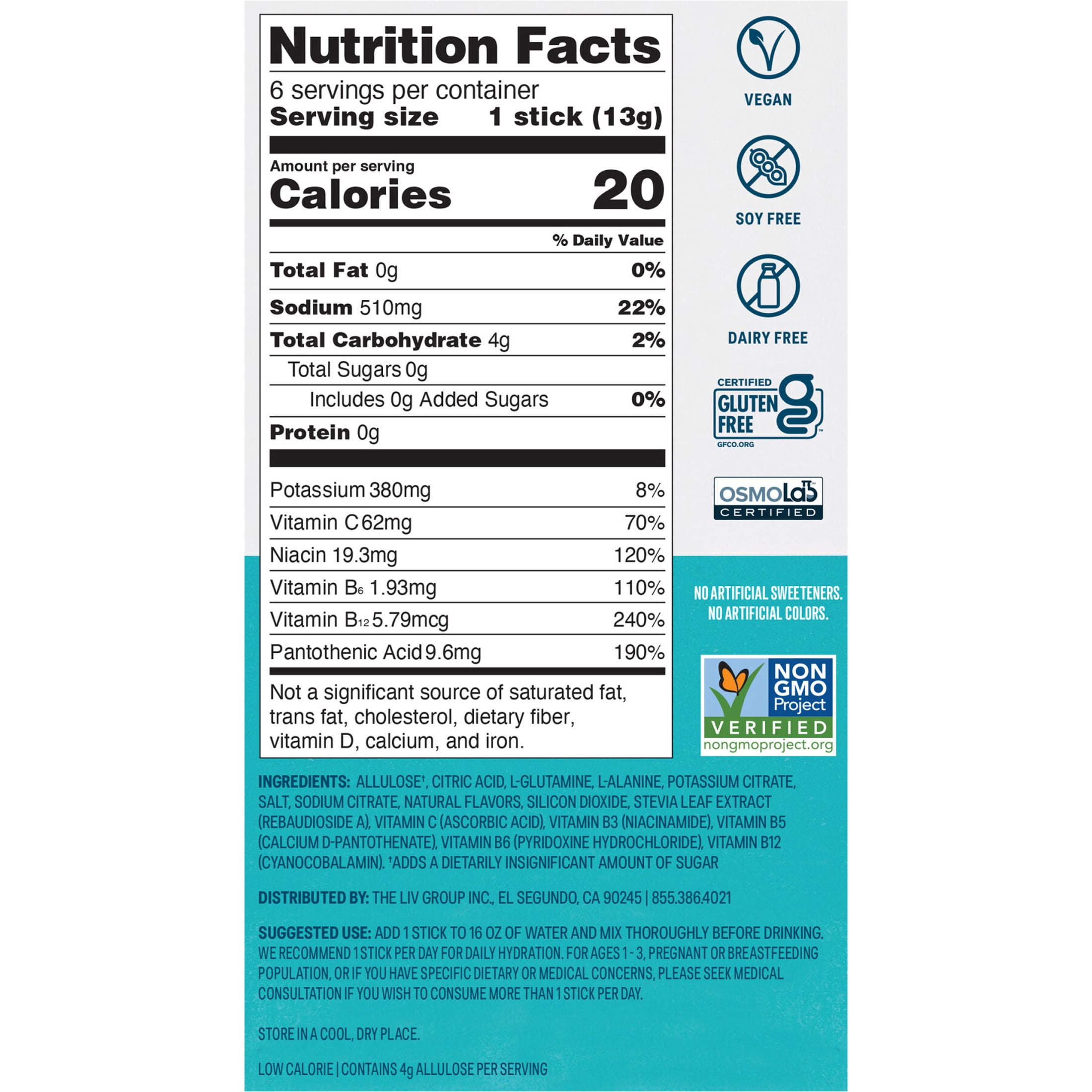 (2 pack) Liquid I.V.® Green Grape Hydration Multiplier® Sugar-Free Electrolyte Powder Drink Mix, 6 Count Packets