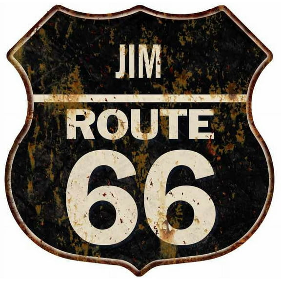 JIM Route 66 Sign Shield Metal Gift Man Cave Gift 211110004016