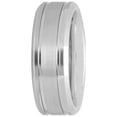 thumbnail image 3 of Men's Tungsten Satin Center Double Grooved 8MM Wedding Band - Men's Ring, 3 of 5