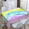 thumbnail image 4 of Tablecloth Rainbow Tie Dye Table Cloth Rectangle Table 60 x 84 Inch Distorted Watercolor Bright Pattern Vibrant Kitchen Decorations for Home Dinner Party, 4 of 6