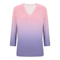 thumbnail image 5 of Womens Fall Clothes, 3/4 Sleeve Shirts for Women Fashion Loose Fit Ombre Tie Dye V Neck T-Shirts, 5 of 6