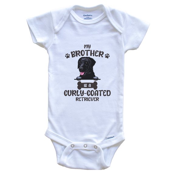 My Brother Is A Curly-Coated Retriever Cute Dog Breed Baby Bodysuit, 0-3 Months White