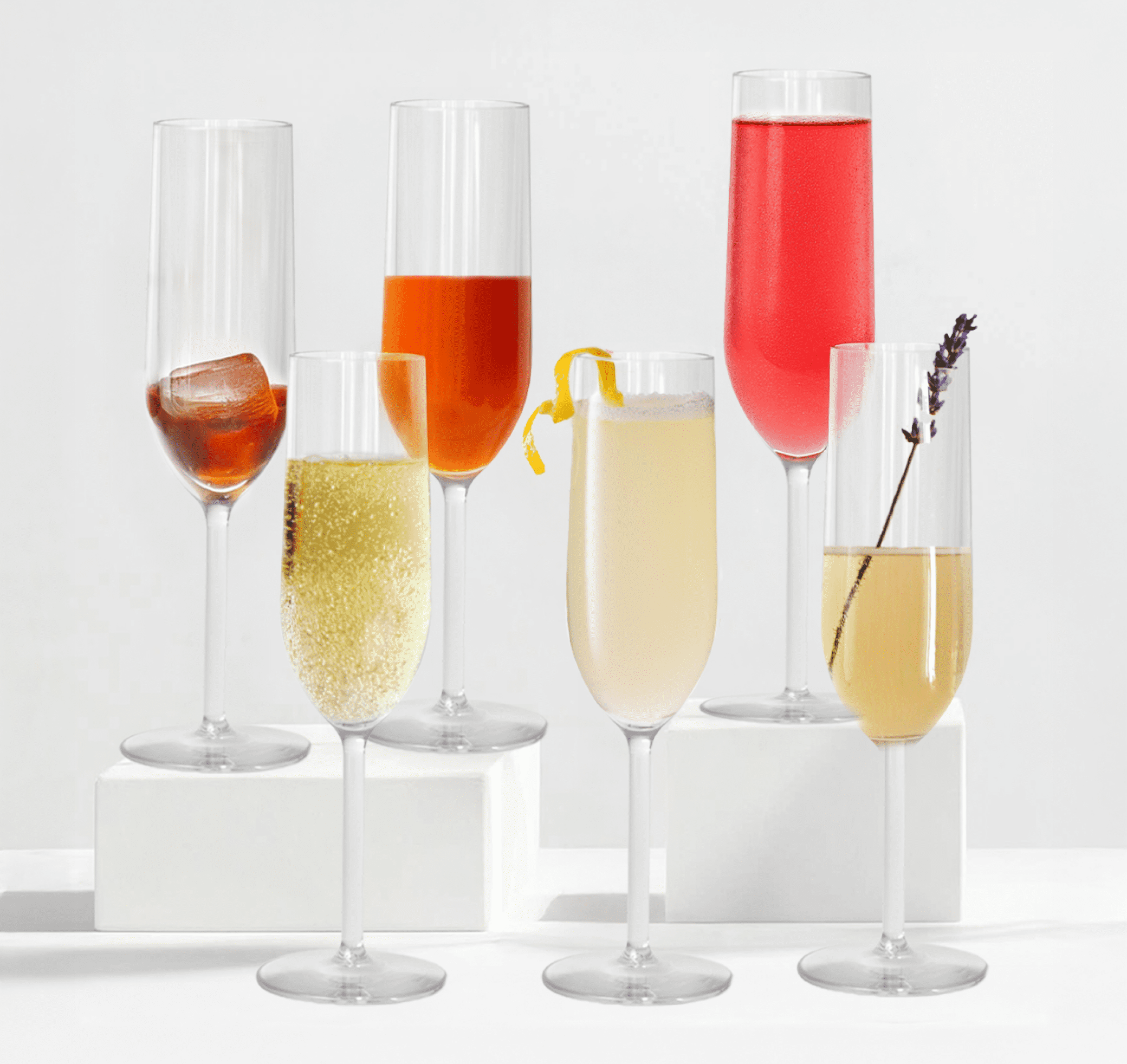 Laurant Tritan Plastic Champagne Flutes, Crystal Clear, Dishwasher-Safe (Set of 6)