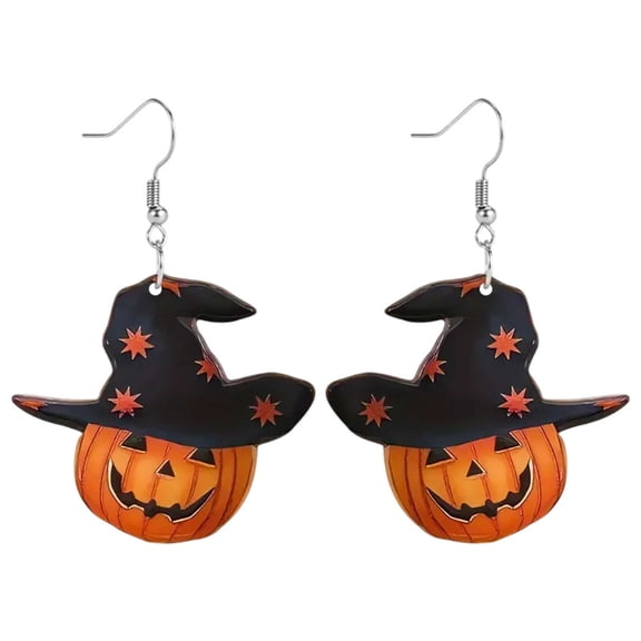 1 Pair Acrylic Pumpkin Skull Dangle Earrings 1 Inch for Women, Halloween Glitter Powder Cartoon Funny Earring Cosplay Jewelry, Jewelry Accessories